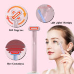 New Upgraded 360 Degrees Rotary Eye Massage Therapeutic Warmth Face Massage Red LED Light 5-in-1 Skincare Tool Wand